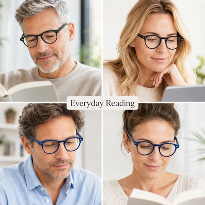 EYEURL 4-Pack Small Round Reading Glasses for Women Men Neck Hanging Blue Light Blocking Eyeglasses TR90 Readers for Women
