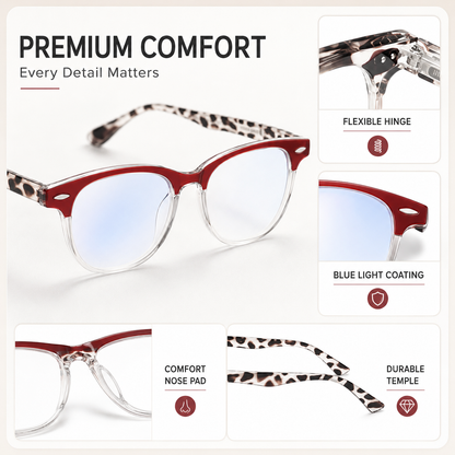 EYEURL Round Reading Glasses for Women – 4 Pack Stylish Blue Light Blocking Readers, Retro Round Computer Eyeglasses for Work and Home