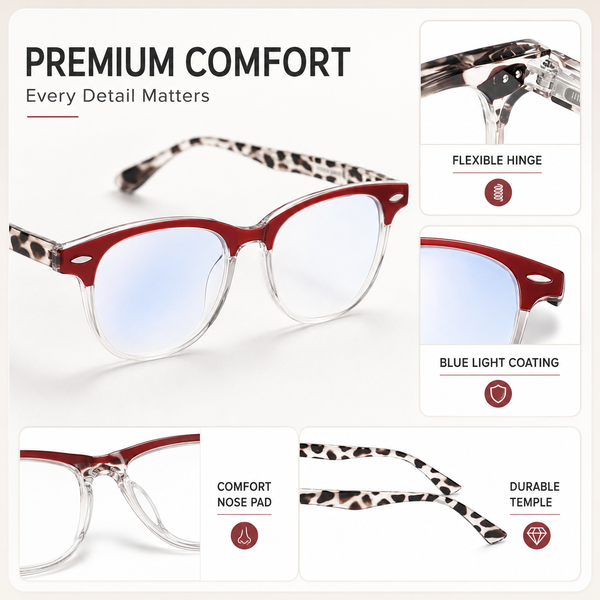 EYEURL Round Reading Glasses for Women – 4 Pack Stylish Blue Light Blocking Readers, Retro Round Computer Eyeglasses for Work and Home