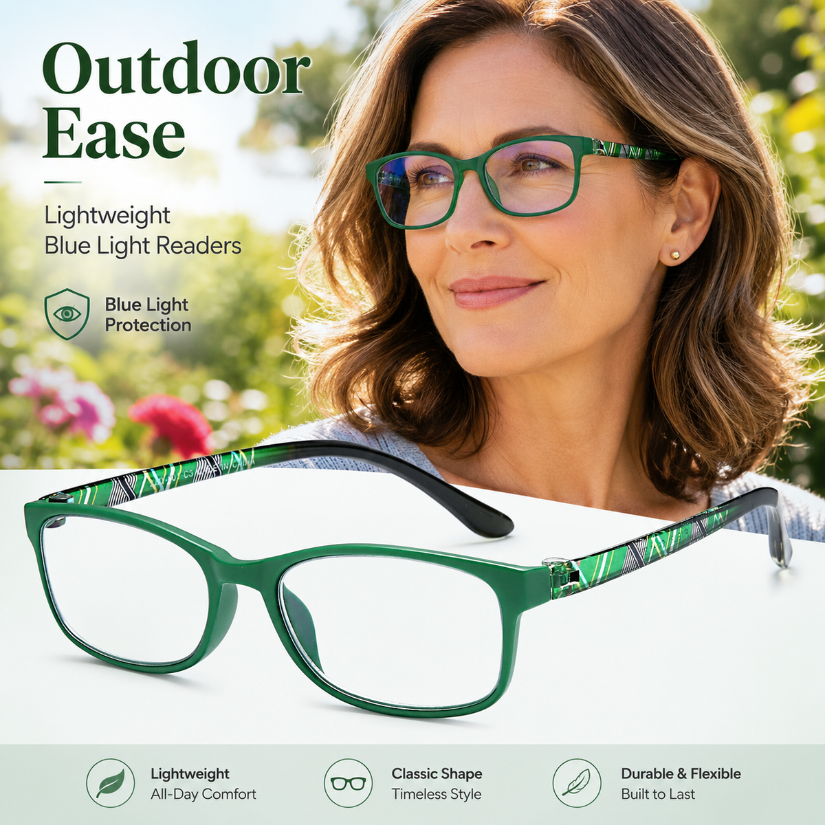 2-Pack Classic Blue-Light Readers for Women – Brown & Green - product photo 3