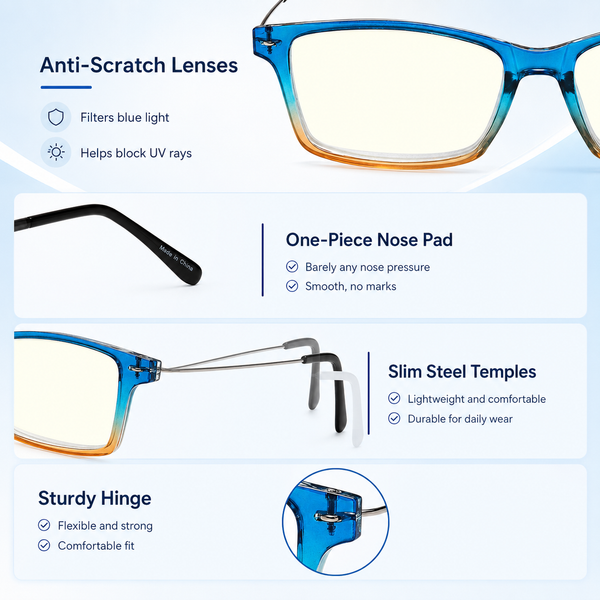 EYEURL Blue Light Blocking Reading Glasses 2 Pairs of Men and Women Computer Readers Lightweight Quality Blue Screen Eyeglasses +3.0