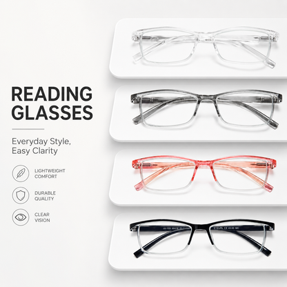 EYEURL 4-Pack Half Frame Blue Light Reading Glasses for Men Rectangle Semi Rimless Readers for Women Spring Hinge Eyeglasses