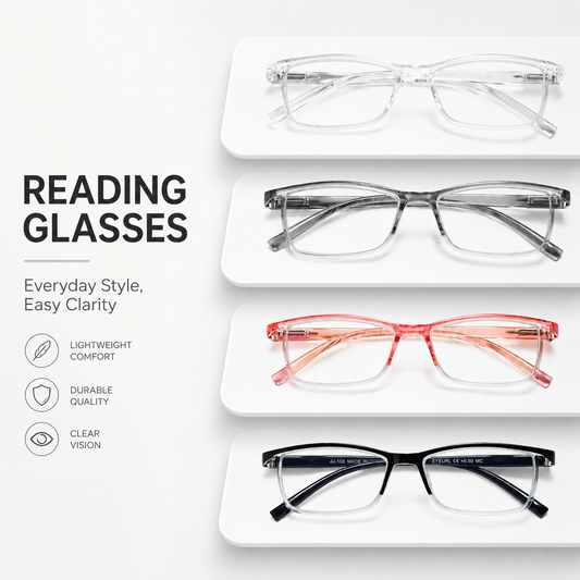 EYEURL 4-Pack Half Frame Blue Light Reading Glasses for Men Rectangle Semi Rimless Readers for Women Spring Hinge Eyeglasses