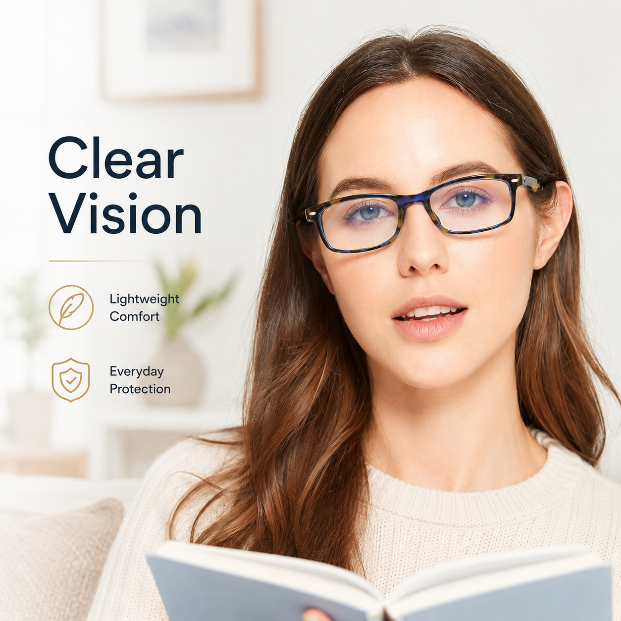 Reading Glasses for Women, 4 pack Fashion Readers for Women Men Spring Hinge Eye Glasses, Blue Light Reading Glasses