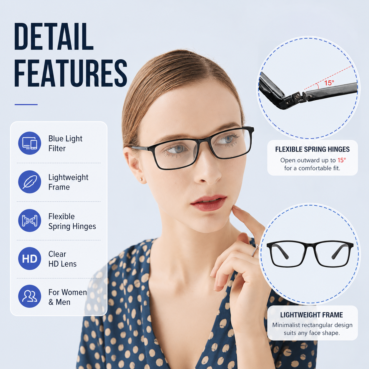 High-Quality Professional Readers for Men & Women – Blue Light Blocking Computer Glasses with Durable Spring Hinges, Anti Glare UV Filter