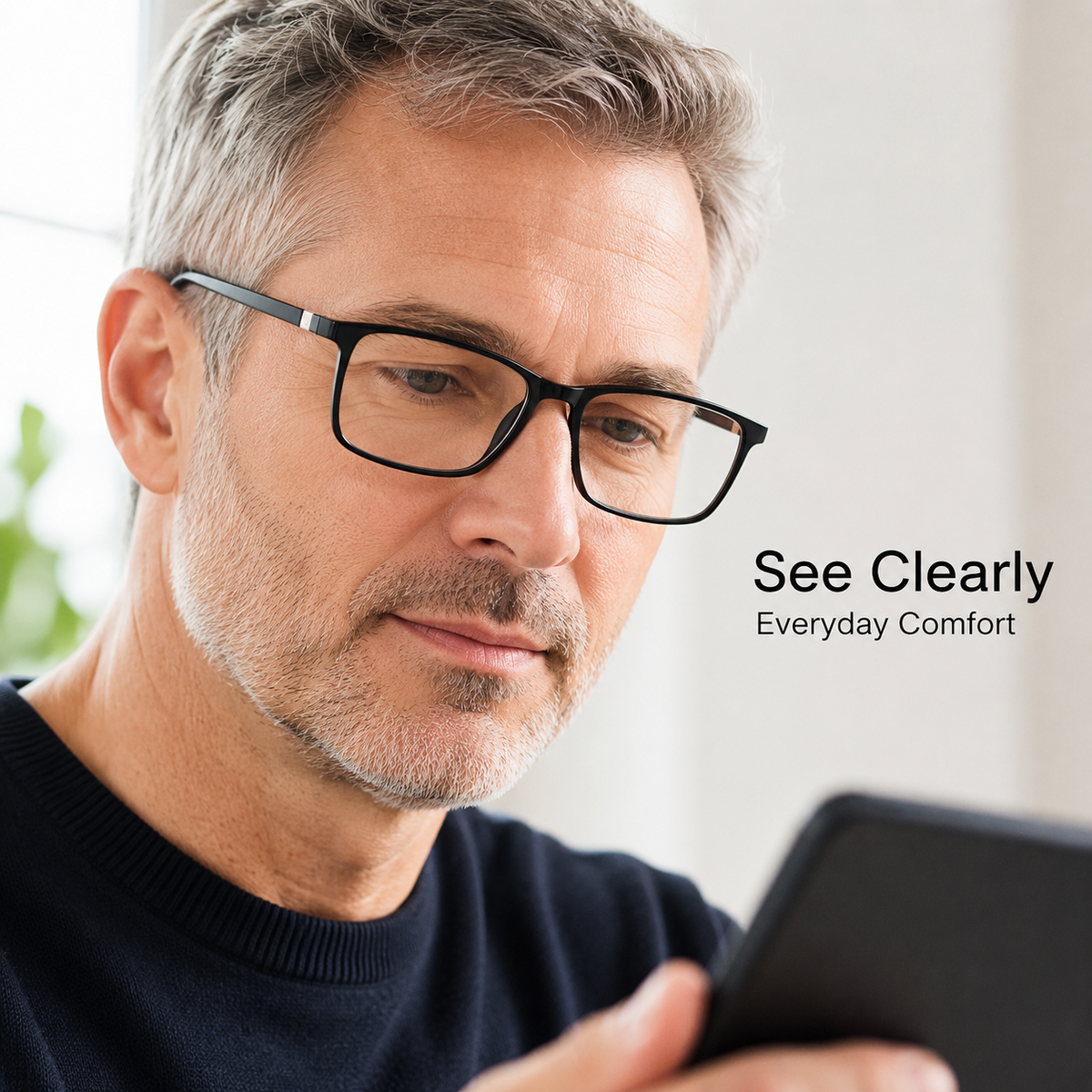 Rectangle Blue-Light Readers for Men & Women – Black & Gray - product photo 3