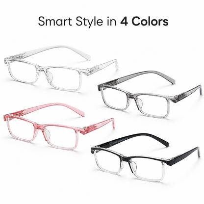 EYEURL 4-Pack Half Frame Blue Light Reading Glasses for Men Rectangle Semi Rimless Readers for Women Spring Hinge Eyeglasses