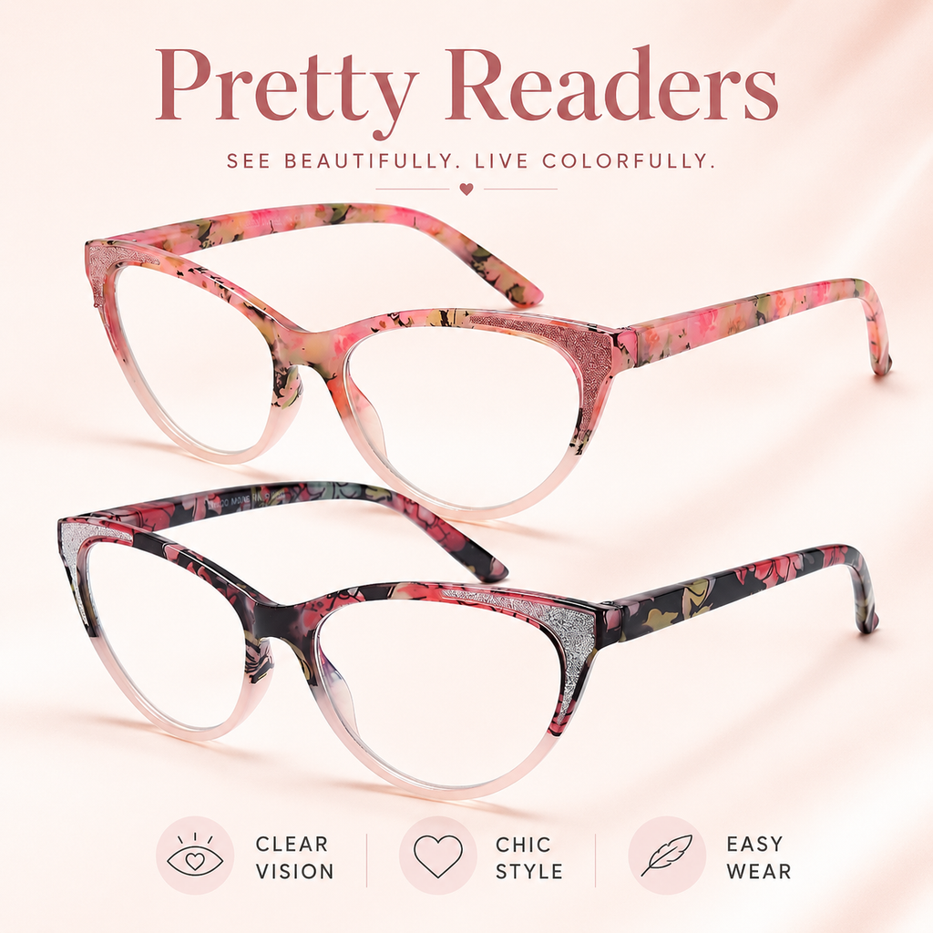 Stylish Cat Eye Reading Glasses for Women – Glitter Frame Blue Light Readers, Fashionable Computer Cheaters for Everyday Comfort