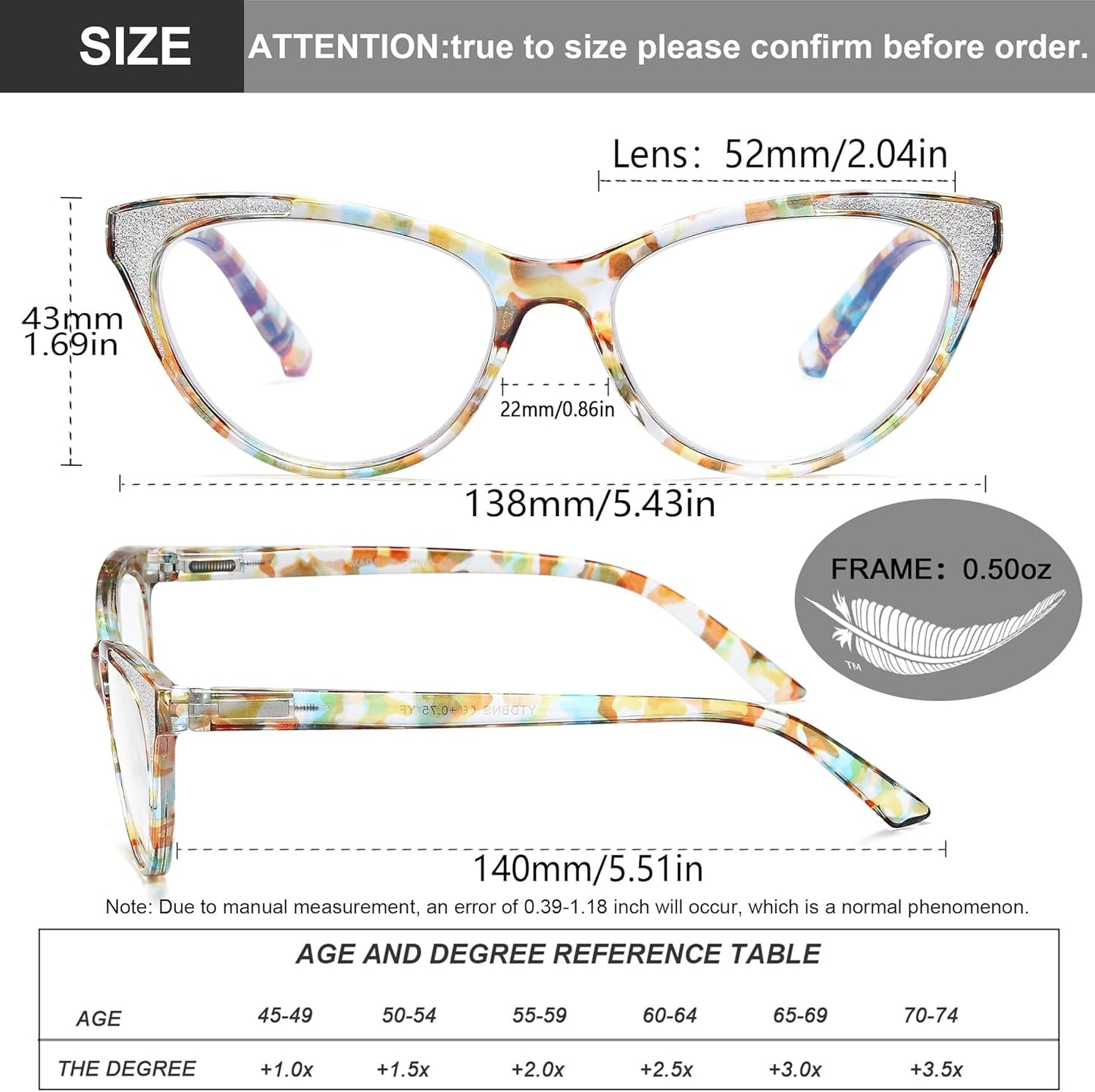 Cat Eye Reading Glasses for Women – Blue Light Blocking Computer Readers with Stylish Glitter Frame, Comfortable Eyeglasses for All Face Shapes