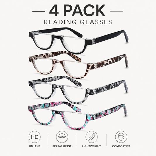 EYEURL Half Frame Reading Glasses for Women – 4 Pack Blue Light Blocking Computer Readers with Spring Hinges, Stylish Anti-UV Eyeglasses for Office and Daily Use
