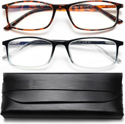 Professional Reading Glasses for Men/Women, Blue Light Blocking Computer Readers with Spring Hinges for Glare and UV Protection