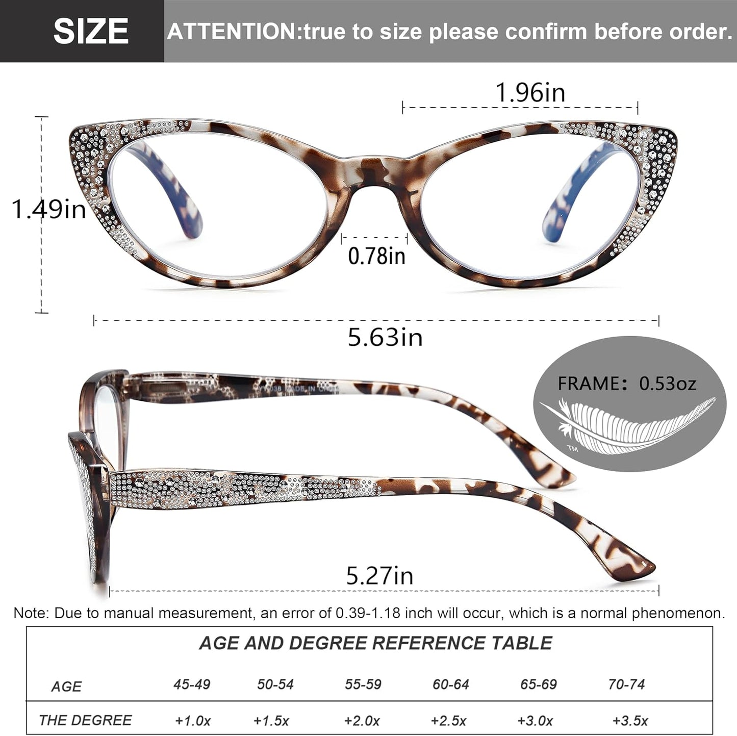 EYEURL Cat Eye Reading Glasses 3-Pack – Blue Light Blocking Computer Readers for Women, Rhinestone Frame Design, Anti UV & Anti Glare Eyeglasses