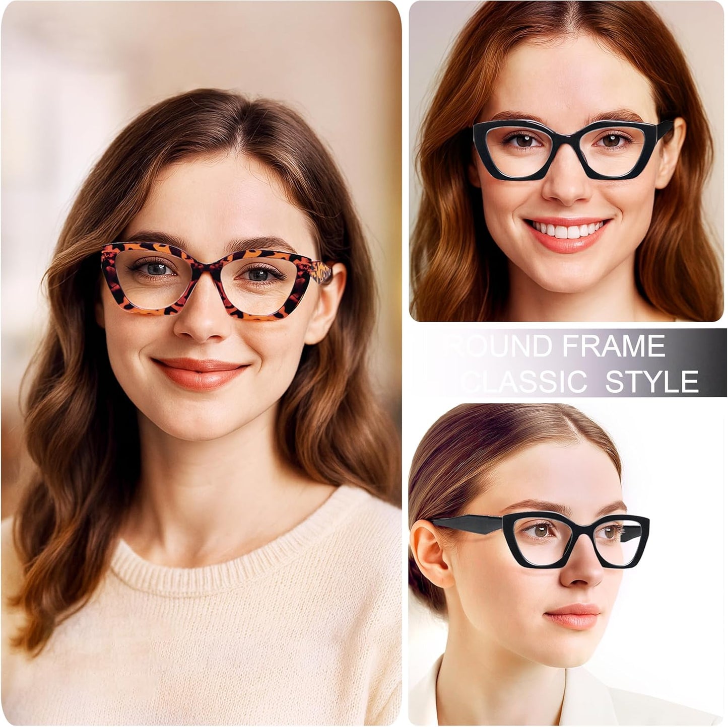 EYEURL Cat Eye Reading Glasses for Women Oversized Blue Light Blocking Readers Fashion Oprah Style Eyeglasses