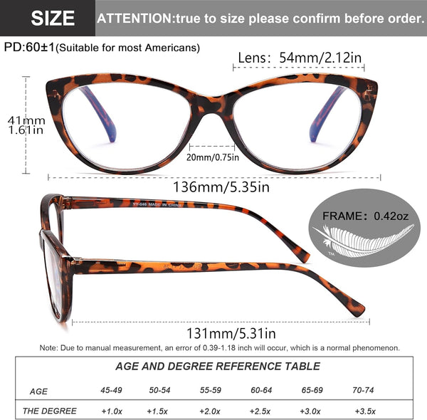 EYEURL 4 Pack Cat Eye Reading Glasses for Women,Blue Light Blocking Readers Lightweight Spring Hinge Anti Eyestrain UV Fashion Eyeglasses +2.0