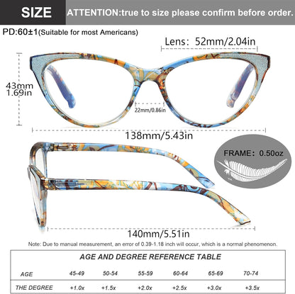 Blue Light Blocking Cat Eye Readers for Women – Computer Eyeglasses with Glitter Frame, Anti Glare Cheaters for All Face Shapes