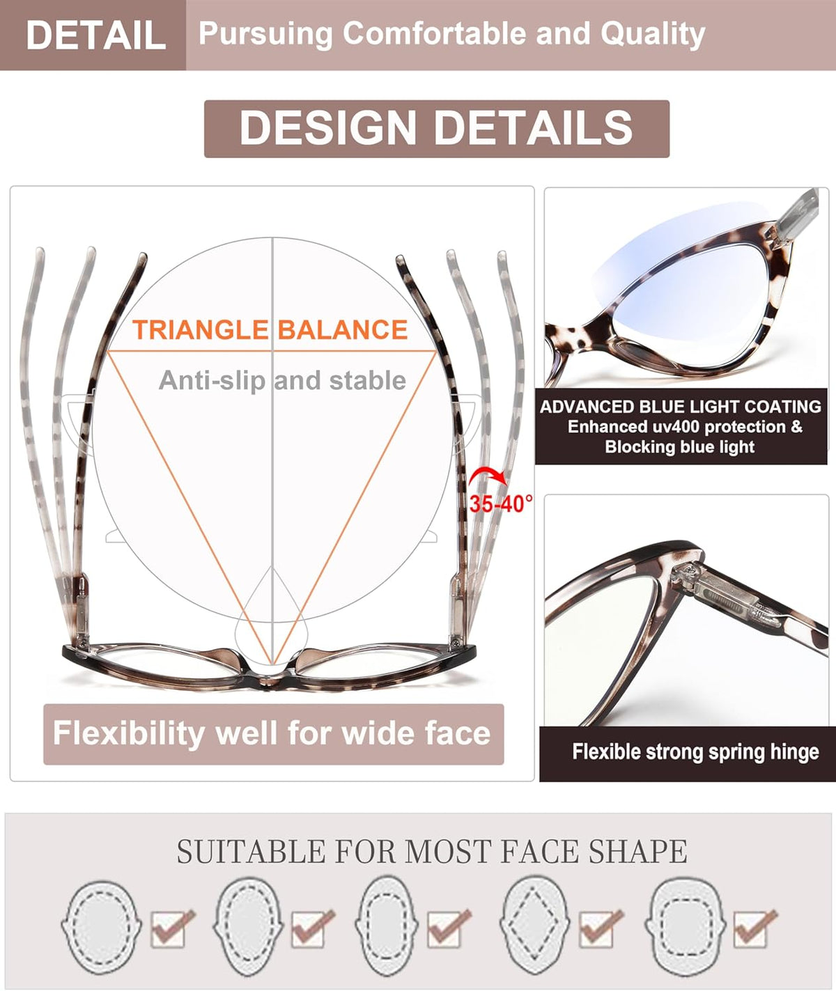 4-Pack Cat-Eye Blue-Light Readers for Women – Spring-Hinge - product photo 4
