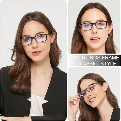 Reading Glasses for Women, 4 pack Fashion Readers for Women Men Spring Hinge Eye Glasses, Blue Light Reading Glasses