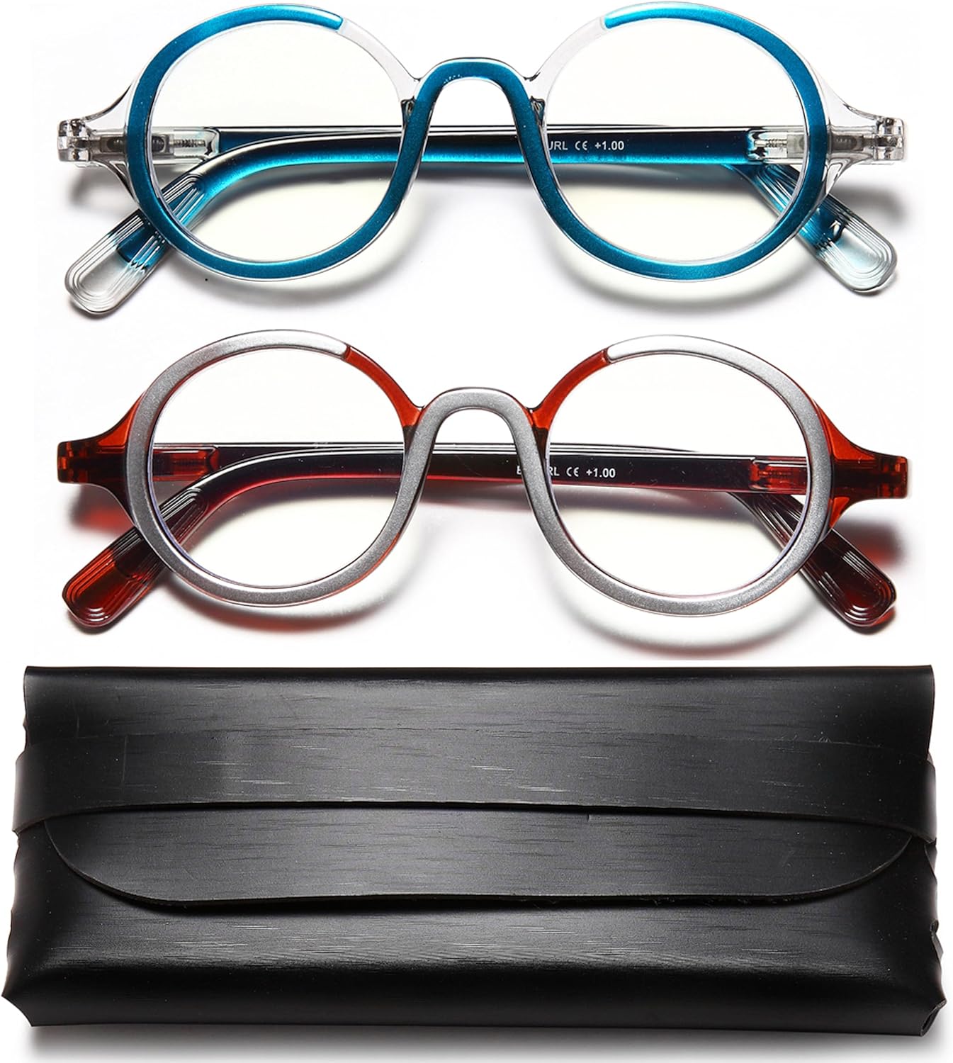 Stylish Retro Round Reading Glasses – Unisex Blue Light Blocking Readers with Spring Hinges for Comfortable Computer Use