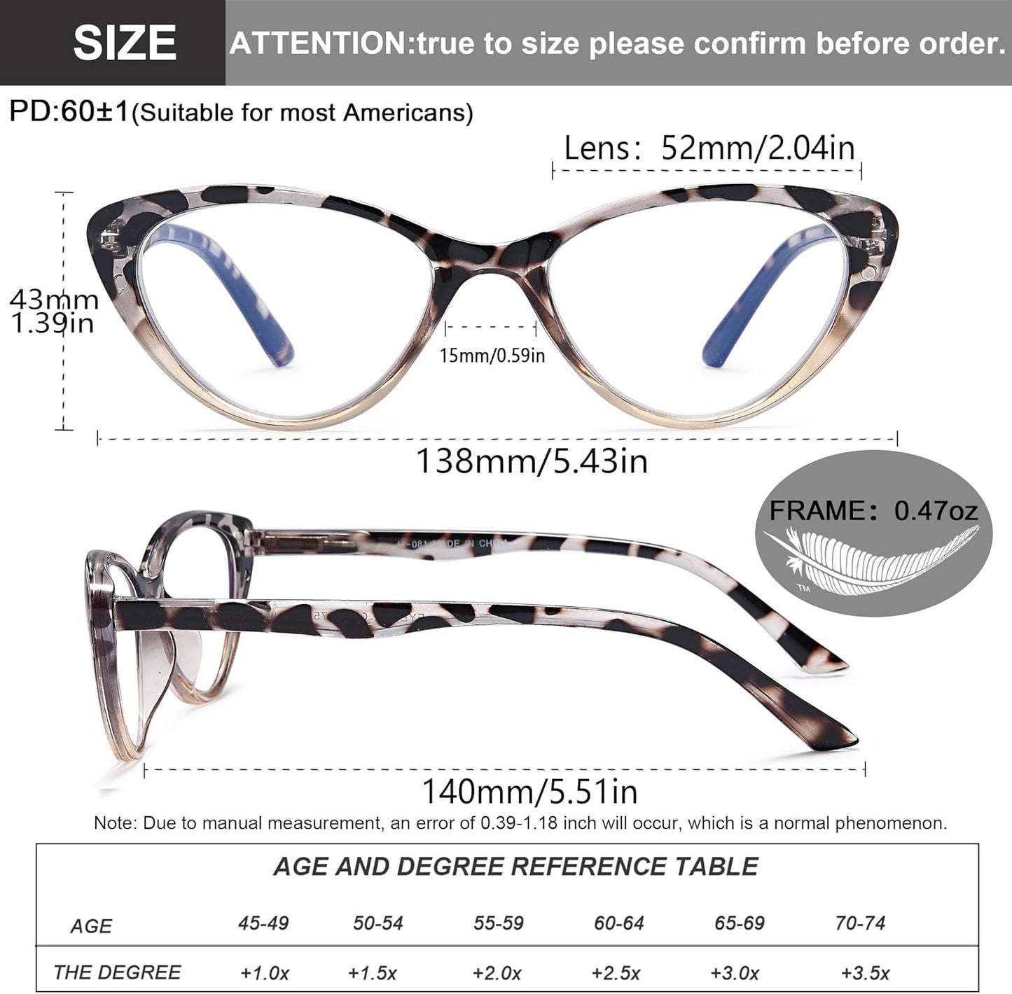 EYEURL Stylish Cat Eye Reading Glasses for Women – 2 Pack Blue Light Blocking Readers, Comfortable Spring Hinge Design