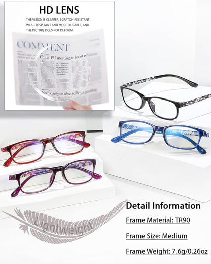 EYEURL Blue Light Blocking Glasses For Womens - 2 Pairs Lightweight Blue Screen Computer Eyeglasses Anti Glare Glasses