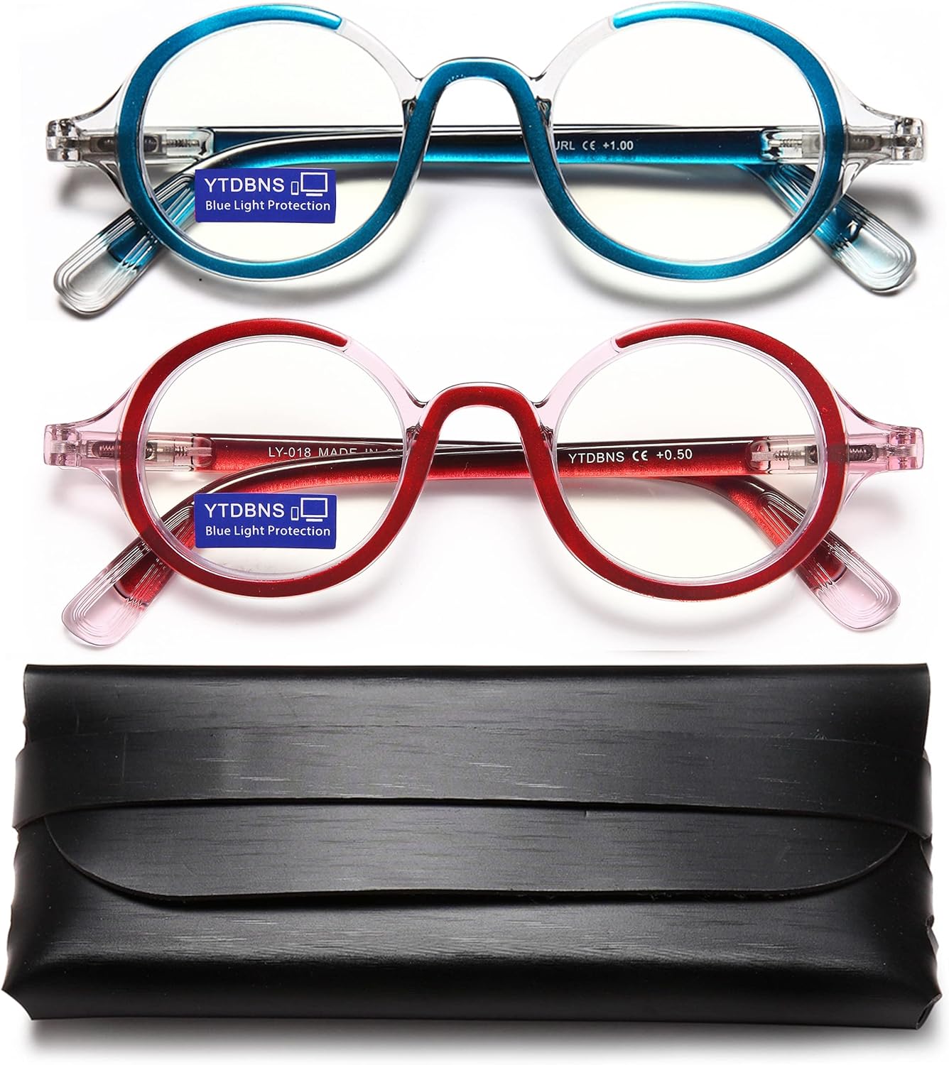 Retro Round Reading Glasses for Men and Women – Blue Light Blocking Computer Readers with Spring Hinges, Anti Eye Strain Stylish Color Frame Design