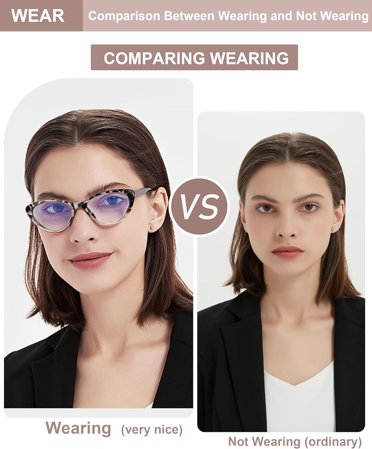 EYEURL Cat Eye Reading Glasses for Women - 2 Pack Blue Light Blocking Computer Readers Spring Hinge Anti Glare/UV Ray Eyeglasses