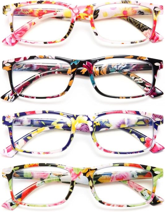Fashion Reading Glasses for Women – Blue Light Blocking Ladies Readers, Lightweight Stylish Cheaters for Clear Vision