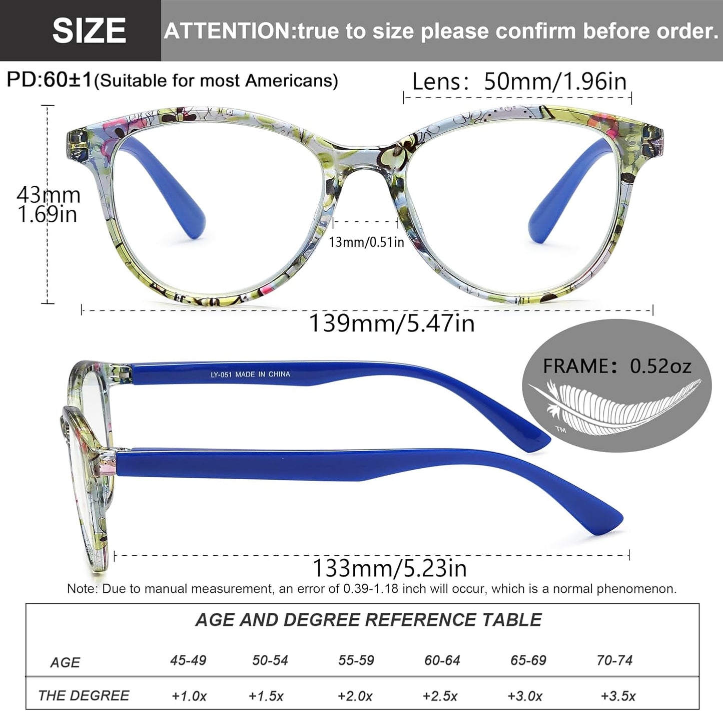 Fashion Cat Eye Reading Glasses for Women, 4-Pack Floral Pattern Readers with Spring Hinges, Lightweight Comfortable Frame, Anti Eyestrain Cheaters