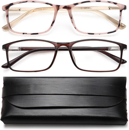 Reading Glasses for Men and Women, Blue Light Blocking Readers, Lightweight Rectangular Frame, Spring Hinge, Clear Vision, Stylish Eyeglasses,0.5