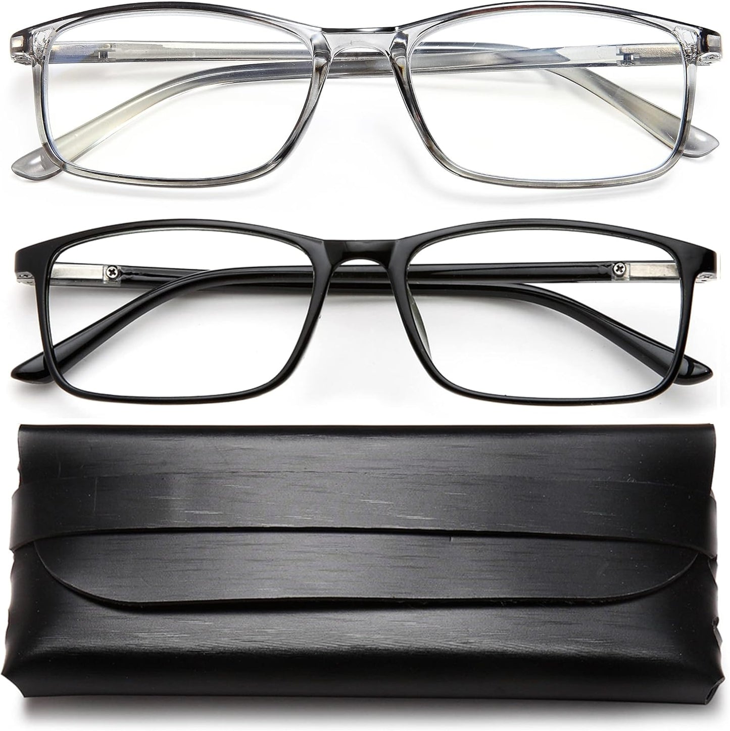 Unisex Professional Reading Glasses – Blue Light Filter Computer Readers with Spring Hinges, Anti Glare and UV Protection Lenses