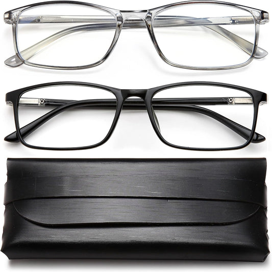 Unisex Professional Reading Glasses – Blue Light Filter Computer Readers with Spring Hinges, Anti Glare and UV Protection Lenses
