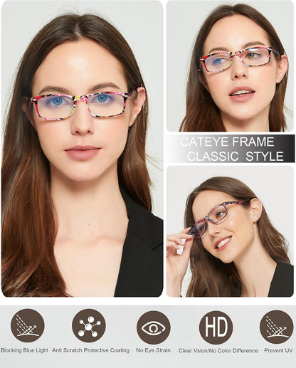 Blue Light Blocking Reading Glasses for Women – Trendy Cheaters with Stylish Frame Design, Comfortable Ladies Eyeglasses