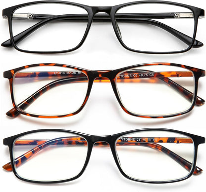 Stylish Professional Readers for Men and Women – Blue Light Blocking Computer Glasses with Spring Hinges for Eye Strain Relief