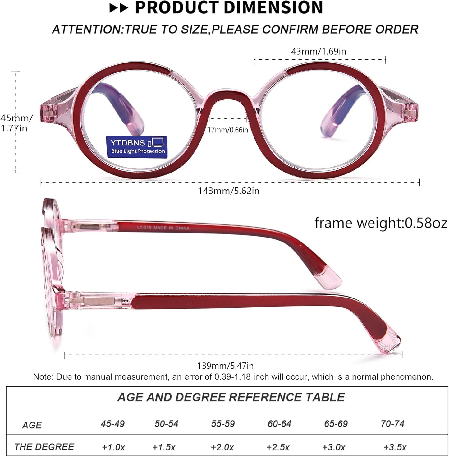 Retro Round Reading Glasses for Men and Women – Blue Light Blocking Computer Readers with Spring Hinges, Anti Eye Strain Stylish Color Frame Design