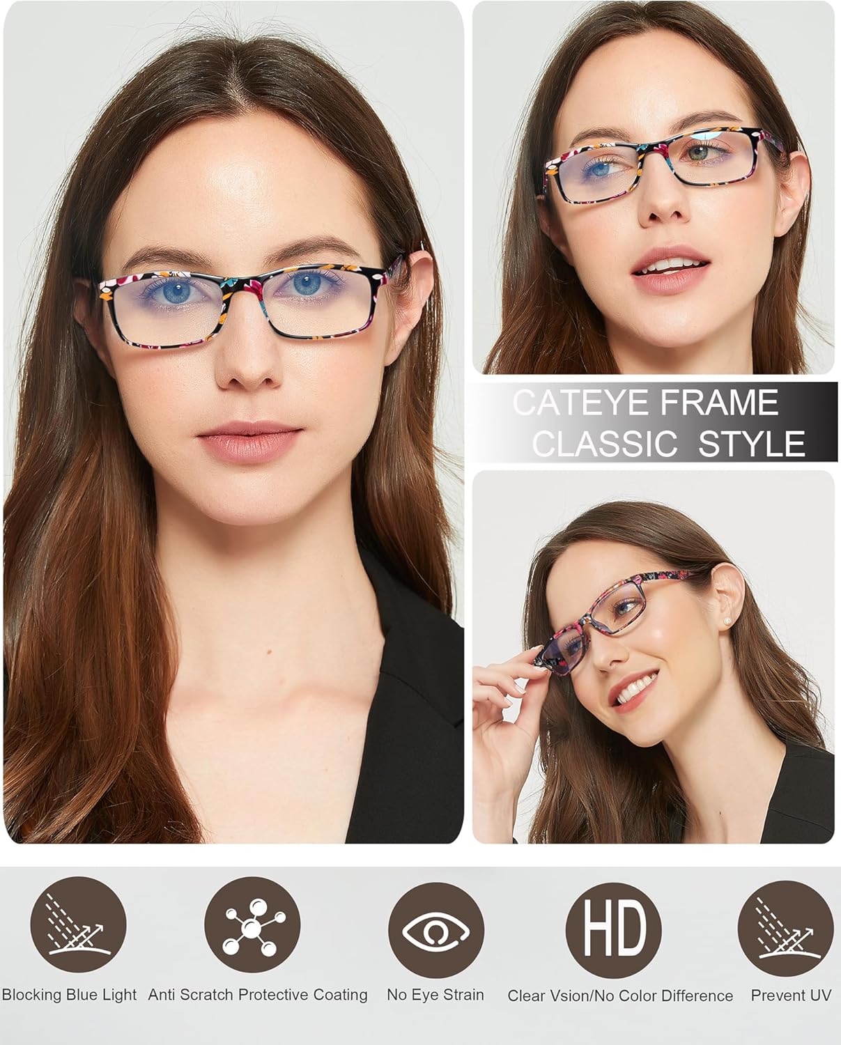 Blue Light Blocking Reading Glasses for Women – Trendy Cheaters with Stylish Frame Design, Comfortable Ladies Eyeglasses