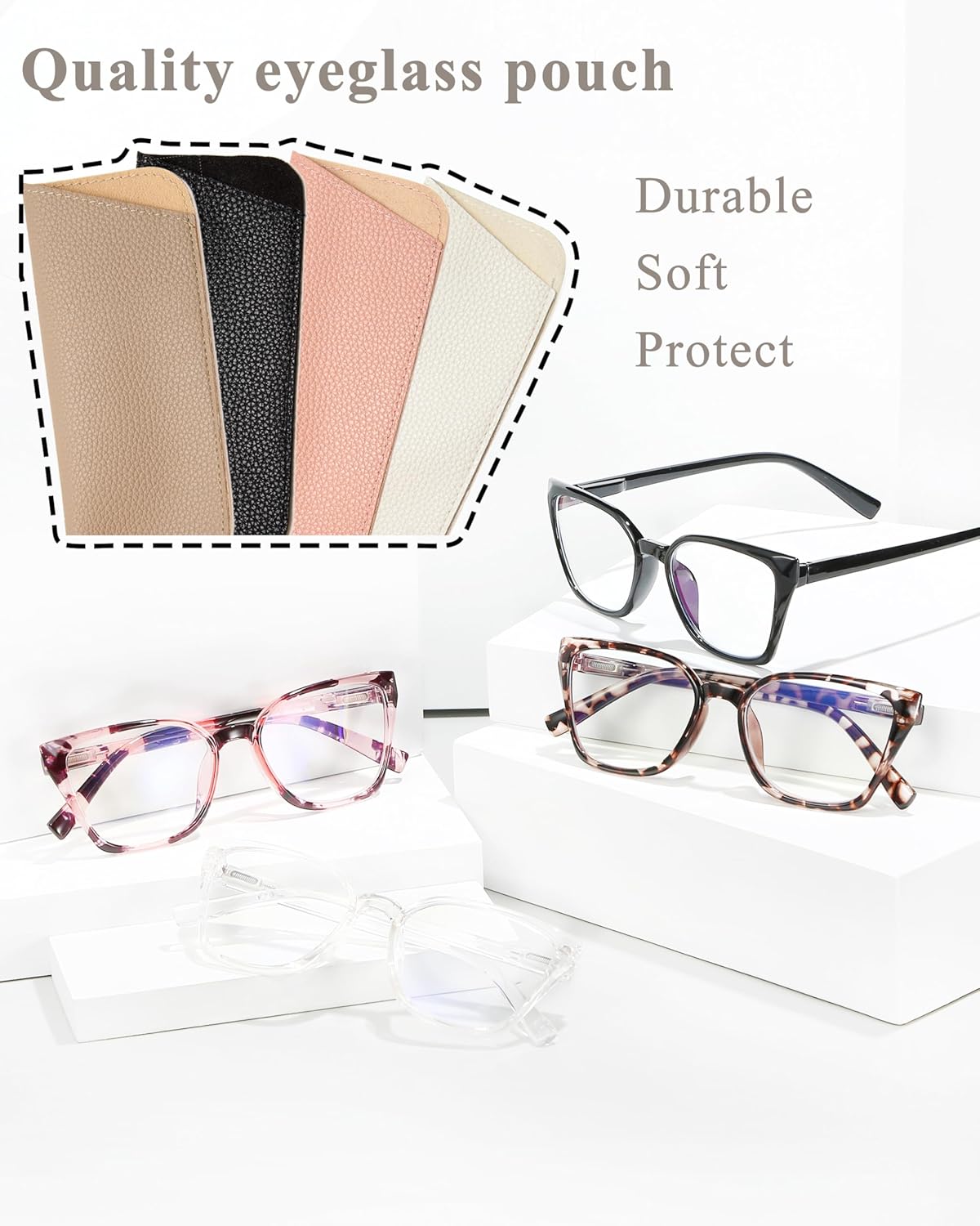 EYEURL 4-Pack Cat Eye Reading Glasses for Women – Fashion Blue Light Blocking Readers, Ladies Computer Eyeglasses