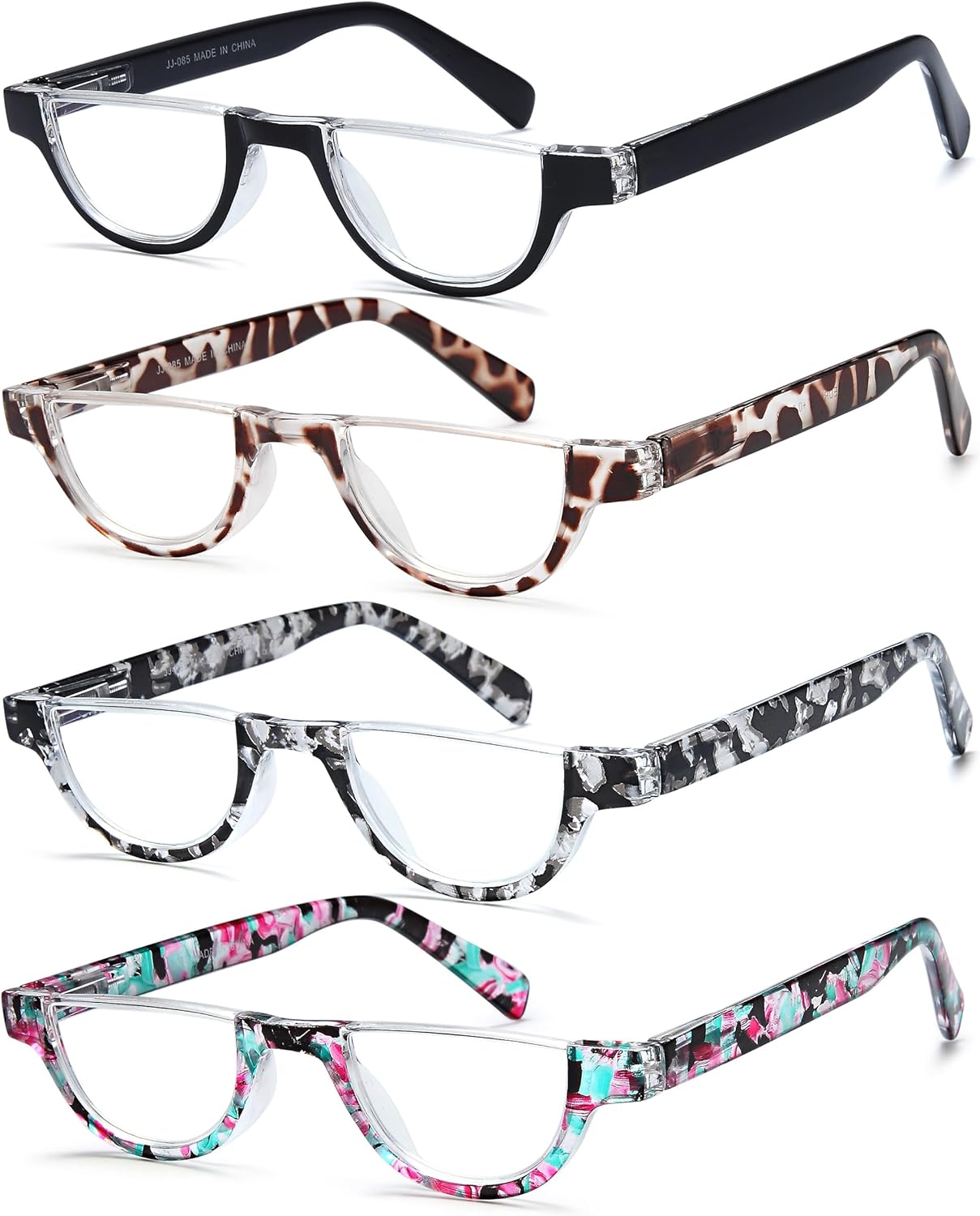EYEURL Half Frame Reading Glasses for Women – 4 Pack Blue Light Blocking Computer Readers with Spring Hinges, Stylish Anti-UV Eyeglasses for Office and Daily Use