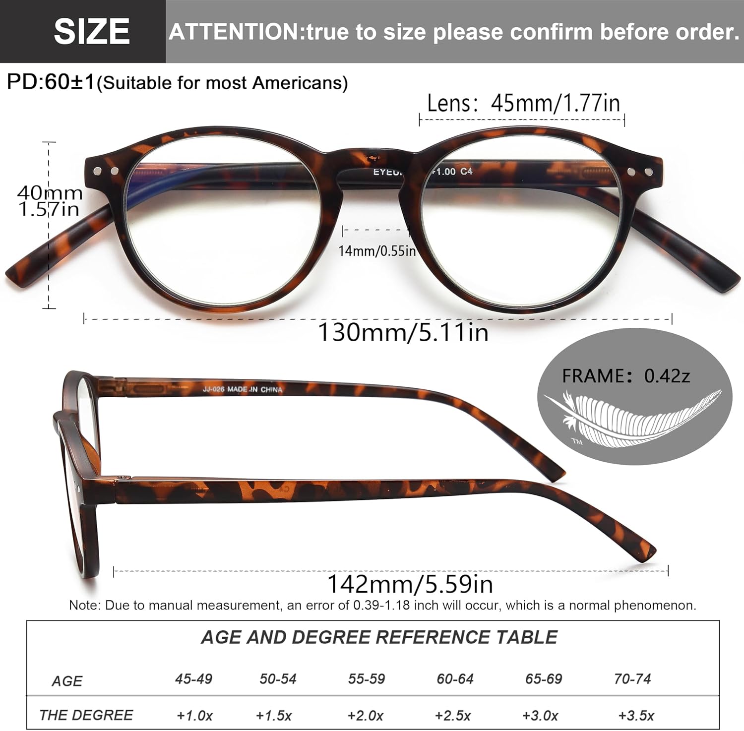 EYEURL 4-Pack Small Round Reading Glasses for Women Men Neck Hanging Blue Light Blocking Eyeglasses TR90 Readers for Women