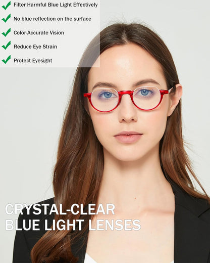 EYEURL 4-Pack Colorful Half Frame Reading Glasses for Women Blue Light Blocking Computer Readers for Women