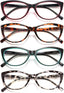 EYEURL 4 Pack Cat Eye Reading Glasses for Women,Blue Light Blocking Readers Lightweight Spring Hinge Anti Eyestrain UV Fashion Eyeglasses +2.0