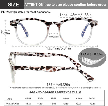 EYEURL Blue Light Blocking Round Reading Glasses for Women – 4 Pack Vintage Style Readers, Comfortable Computer Eyeglasses with Clear Vision