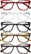 EYEURL 5-Pack Cat Eye Reading Glasses for Women – Blue Light Blocking Readers with Fashion Square Frames and Spring Hinges