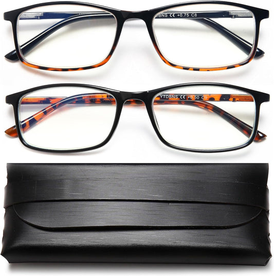 Professional Reading Glasses for Men and Women – Blue Light Blocking Computer Readers with Spring Hinges, Anti Glare & UV Protection
