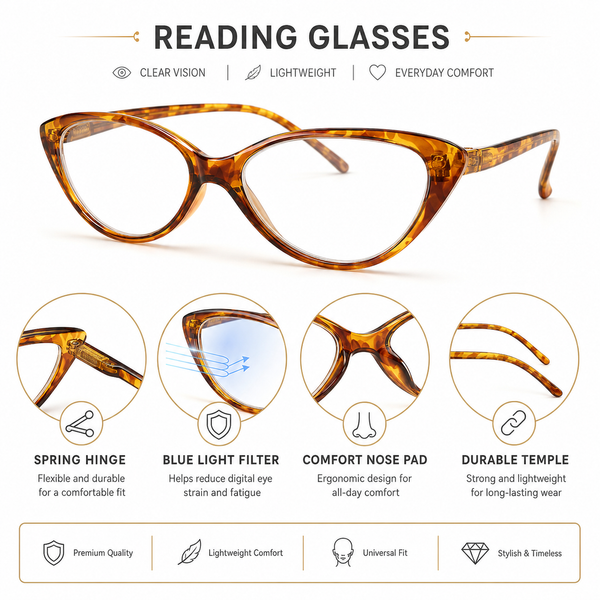 4-Pack Cat-Eye Readers – Black & Blue & Clear & Tortoise — product image 8 of 10