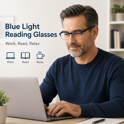 EYEURL 4 Pack Half Frame Blue Light Reading Glasses – Stylish Rectangle Semi-Rimless Readers for Men and Women, Lightweight Eyewear with Spring Hinges