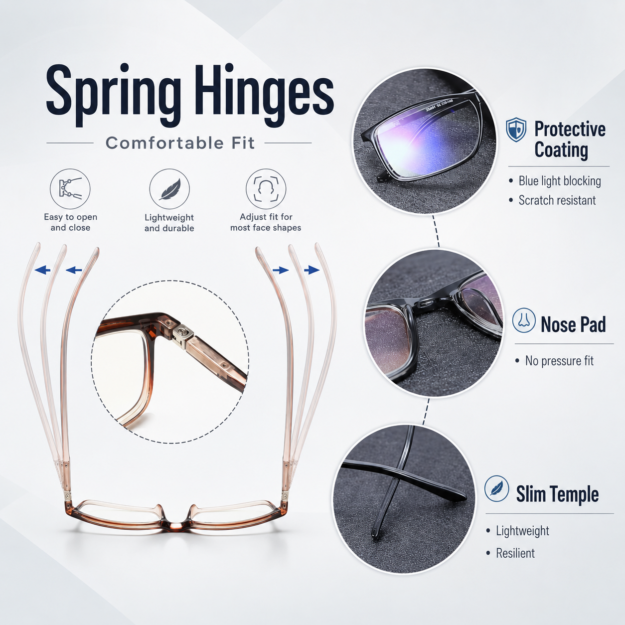 Professional Blue Light Blocking Reading Glasses – Unisex Computer Readers with Spring Hinges, UV Protection & Anti Glare Design