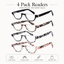 EYEURL Half Frame Reading Glasses for Women-4 Pack Blue Light Glasses Fashion Computer Readers for Women Anti UV Ray Eyeglasses with Spring Hinges