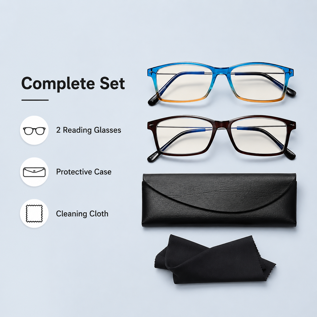 EYEURL Blue Light Blocking Reading Glasses 2 Pairs of Men and Women Computer Readers Lightweight Quality Blue Screen Eyeglasses +3.0
