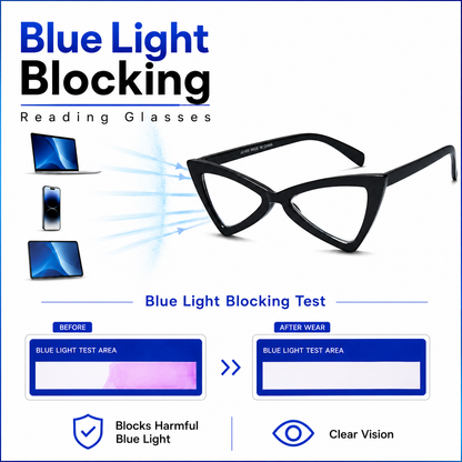 EYEURL Blue Light Blocking Cat Eye Reading Glasses for Women – 3 Pack Oversized Computer Readers with Spring Hinges, Anti-UV and Anti Eyestrain Eyeglasses