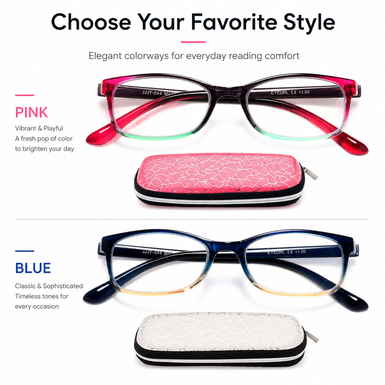 EYEURL Blue Light Blocking Reading Glasses for Women – 2 Pack Lightweight TR90 Frame Readers, Reduce Eyestrain and Improve Comfort